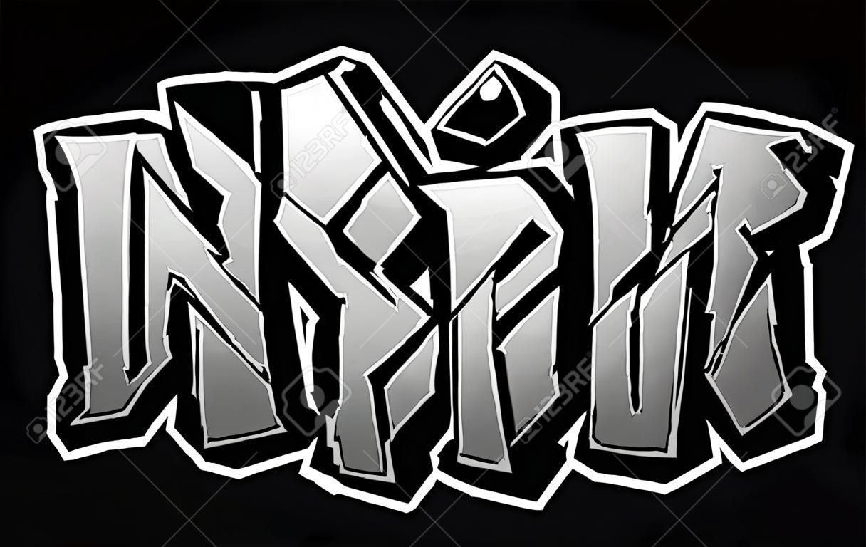 Inspire word trippy psychedelic graffiti style letters.Vector hand drawn doodle cartoon Inspire illustration. Funny cool trippy letters, fashion, graffiti style print for t-shirt, poster concept