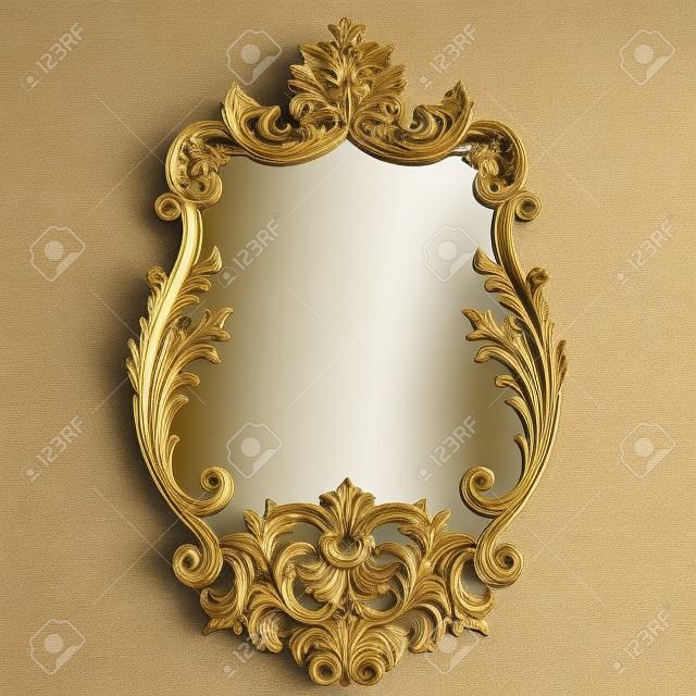 Barroco Rococo Espelho quadro decoração. Vetor Francês Luxo rico ornamentos esculpidos e molduras de parede. Victorian Royal Style frame