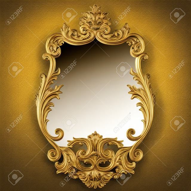 Barroco Rococo Espelho quadro decoração. Vetor Francês Luxo rico ornamentos esculpidos e molduras de parede. Victorian Royal Style frame