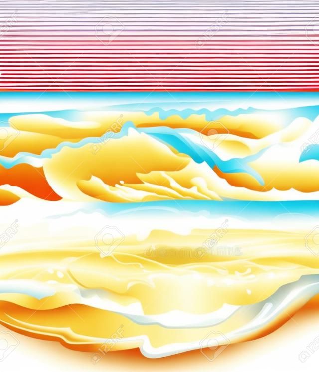 Summer Beach Waves Vector illustration. Summer seaside sand and Waves Background