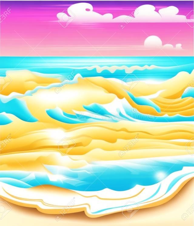 Summer Beach Waves Vector illustration. Summer seaside sand and Waves Background