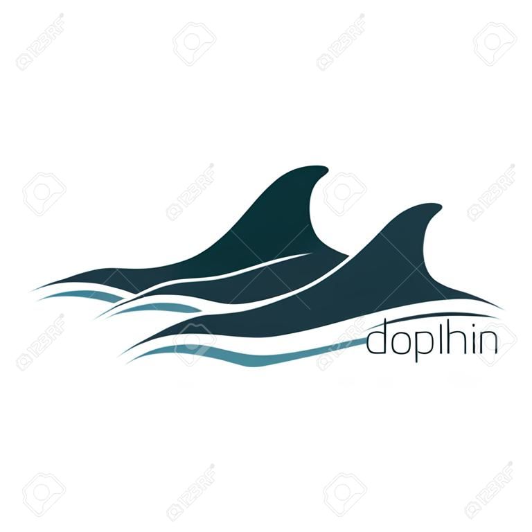Дельфины спинной плавники над водой