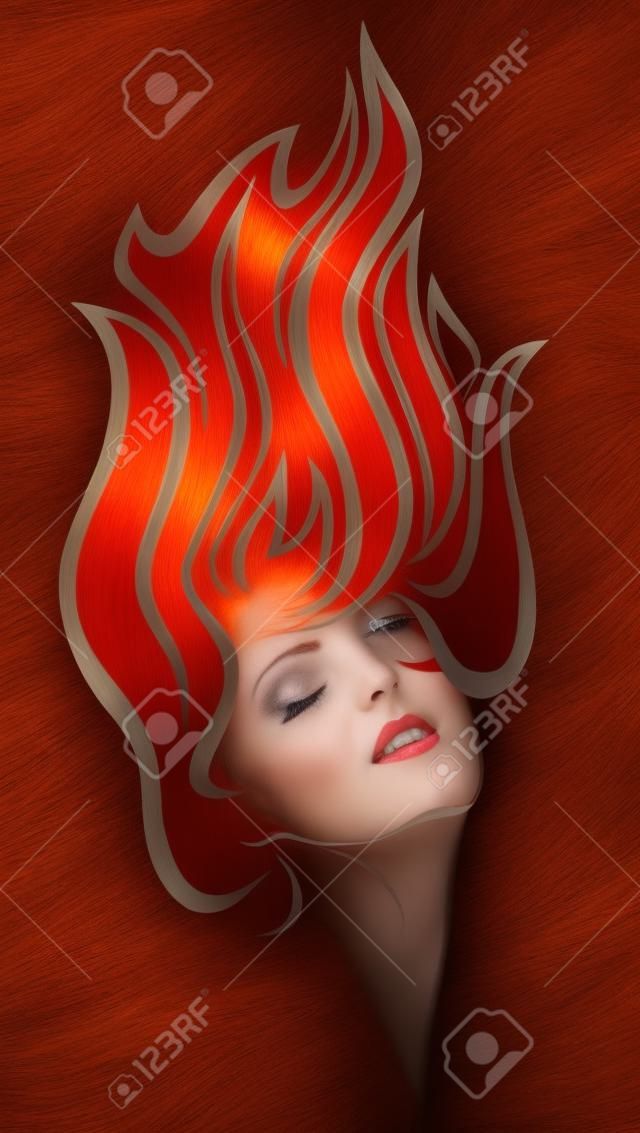 火紅頭髮的女孩肖像
