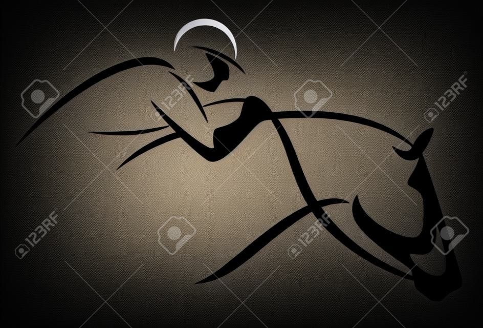 sport equestre emblema - disegno vettoriale nero