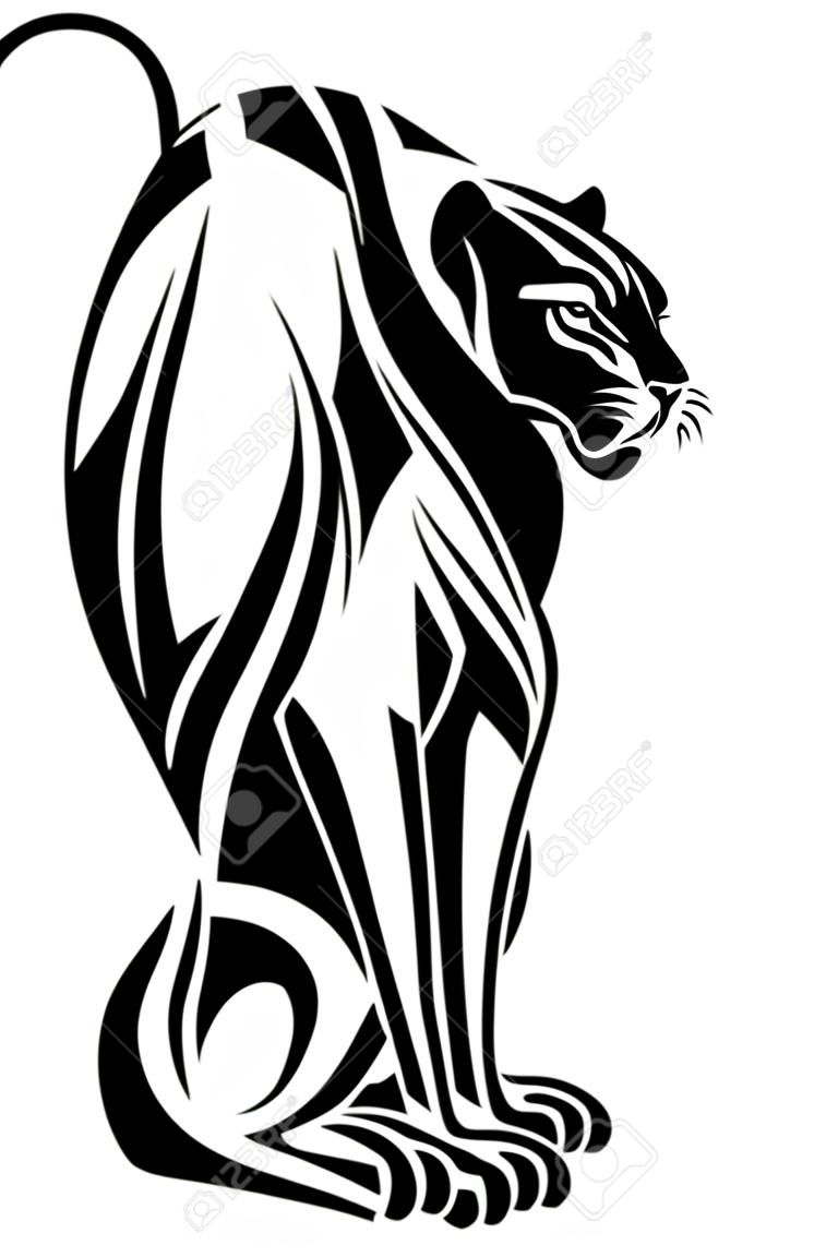 黑豹设计元素-坐在大猫矢量轮廓