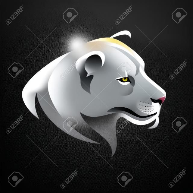 Löwin Kopf Schwarz-Weiß-Profil - einfache Vektor-Design-