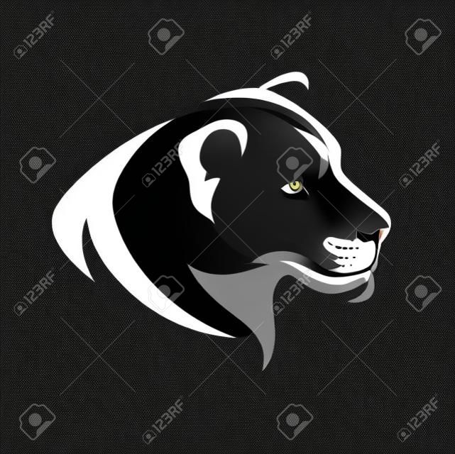 lwica głowy czarno-biały profil - prosta konstrukcja wektor