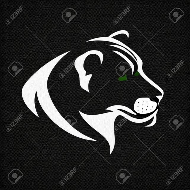 aslan kafası siyah ve beyaz profil - Basit vektör tasarımı