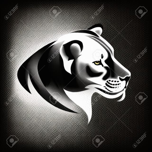 aslan kafası siyah ve beyaz profil - Basit vektör tasarımı