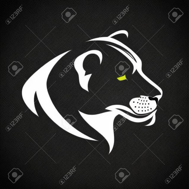 lioness head black and white profile - simple vector design