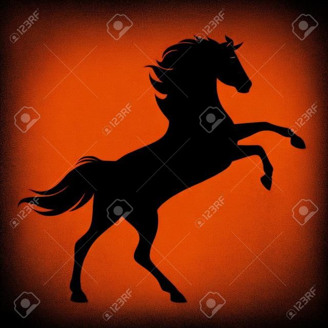 Allevamento silhouette vista laterale cavallo - disegno mustang vettore nero