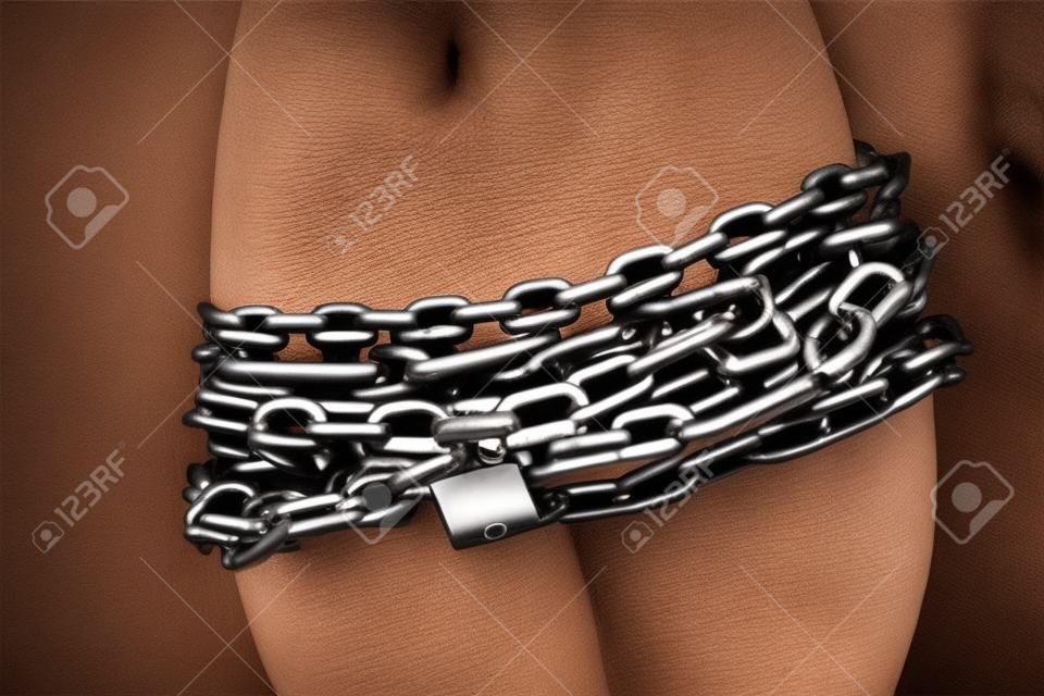 Chain and lock over a woman and her privates 