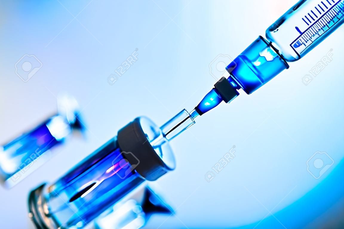 Concepto médico Vacuna vacuna dosis vial vacuna contra la gripe jeringa de aguja de drogas