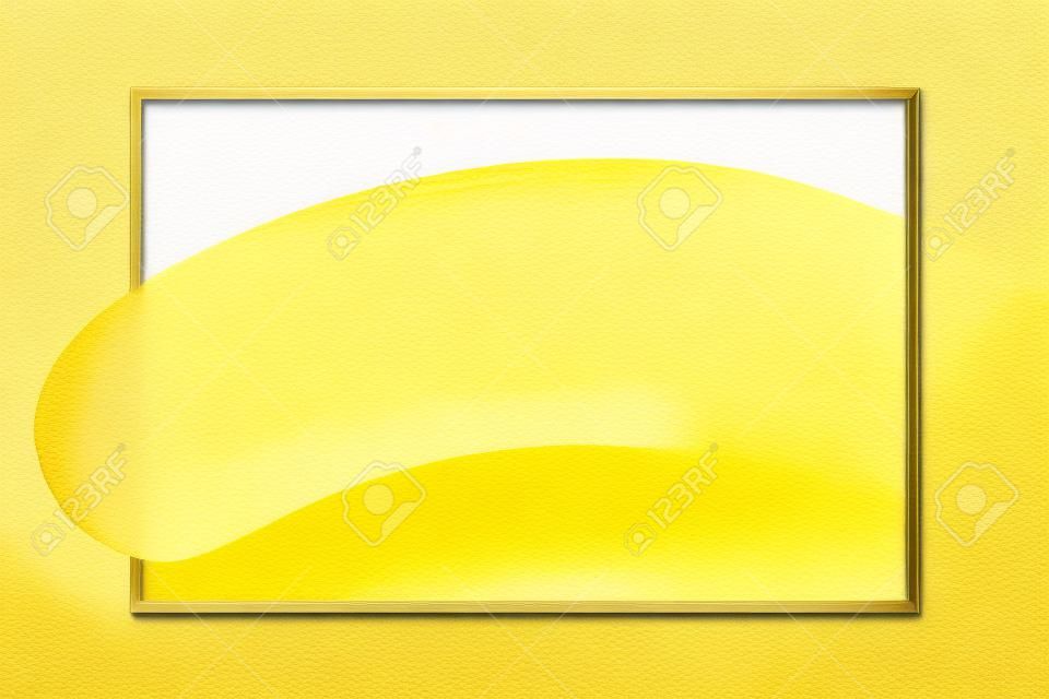 라인 프레임 및 브러시 그린 노란색 수채화 배경 파스텔 소프트 아트 페인트 브러시 질감 옐로우 골드 아크릴 스트로크 사각형 프레임 헤드 라인 로고 판매 배너 유행에 대한 수채화 프레임