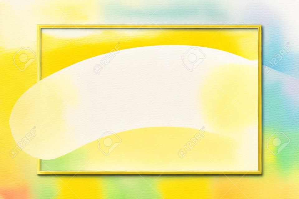 linea cornice e pennello dipinto giallo acquerello sfondo pastello morbido, arte pennello texture giallo oro acrilico tratto cornice quadrata, cornice color acqua per titolo logo vendita banner alla moda