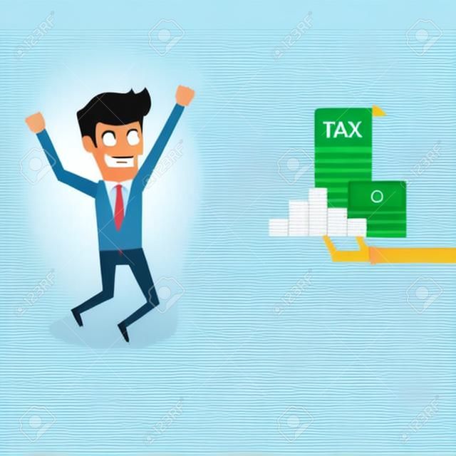 Businessman obtenir le retour de l'argent. Tax return concept. Vcetor Cartoon Illustration.