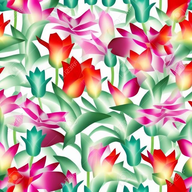 Elegáns varrat nélküli minta absztrakt tulipán virágok a design
