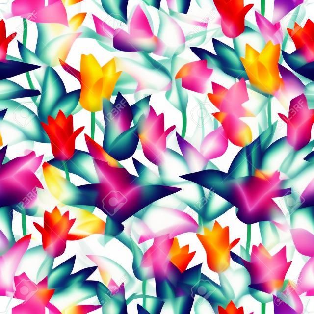 elegancki szwu z abstrakcyjnych kwiatÃ³w tulipanÃ³w dla swojego projektu