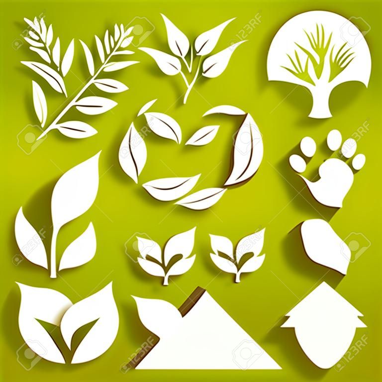 Satz von 7 Ökologie-Symbole, Symbole der Natur