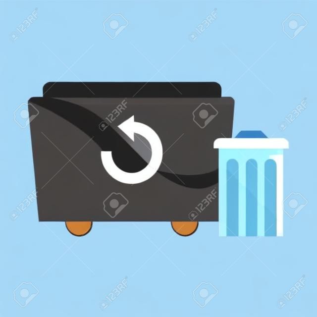 Trash bin vector illustration in flat color design