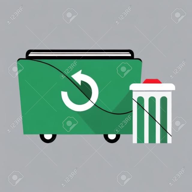 Trash bin vector illustration in flat color design