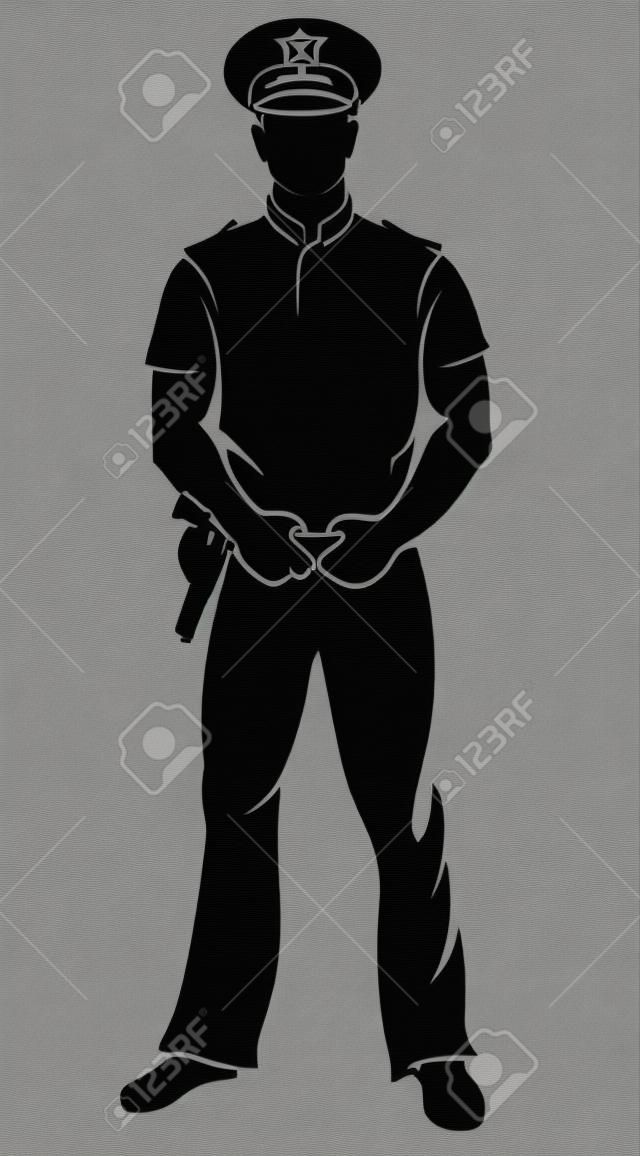 Policeman. Vector silhouette, isolated on white.