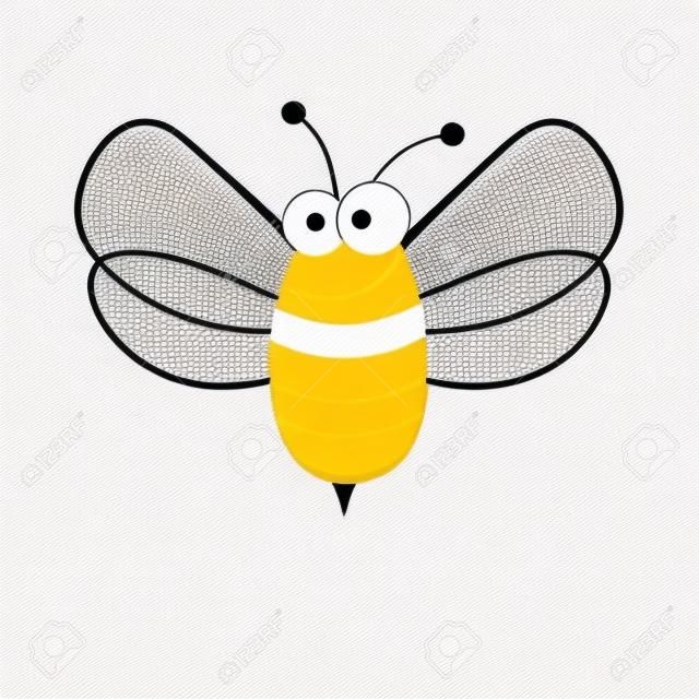 Bee fehér háttérrel. Lapos ikon méh - vektoros illusztráció.