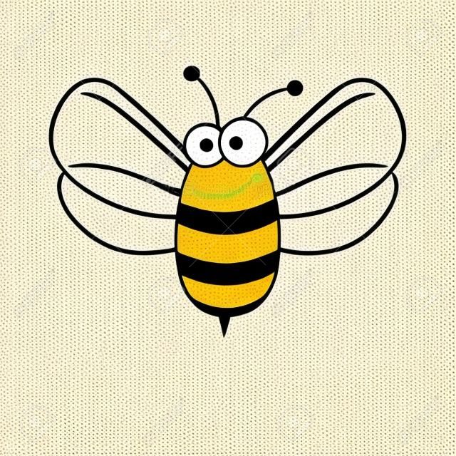 Bee fehér háttérrel. Lapos ikon méh - vektoros illusztráció.
