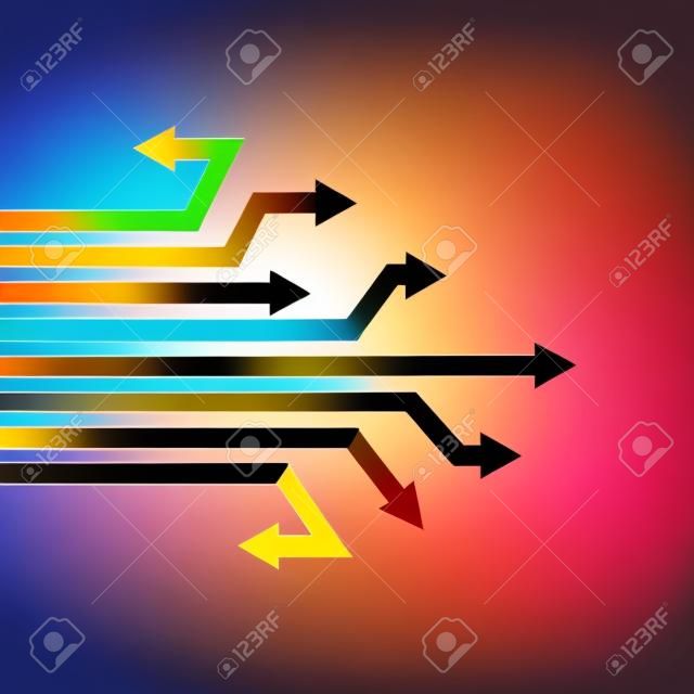 Abstract arrows to right. Vector illustration. Color set of arrows
