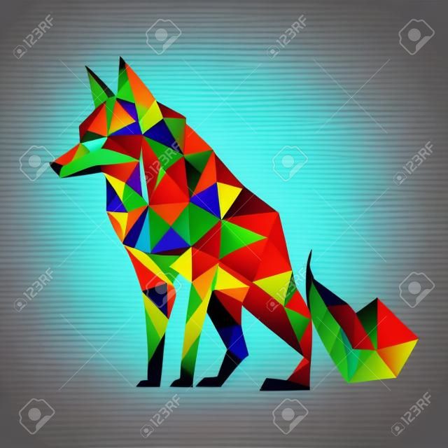 Fox logo design. Abstract colorful polygonal fox image. Calm fox. vector illustration