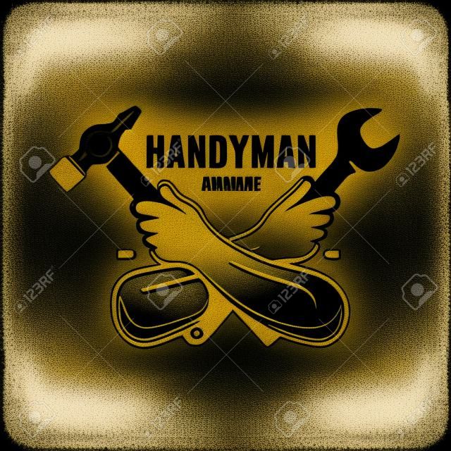 emblème de service Handyman. Outils silhouettes. Carpentry vintage vector illustration liées.