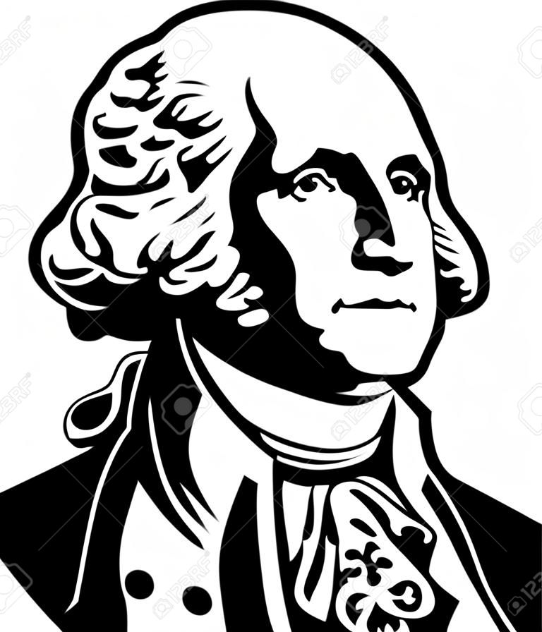Черно-белая векторная иллюстрация Джорджа Вашингтона