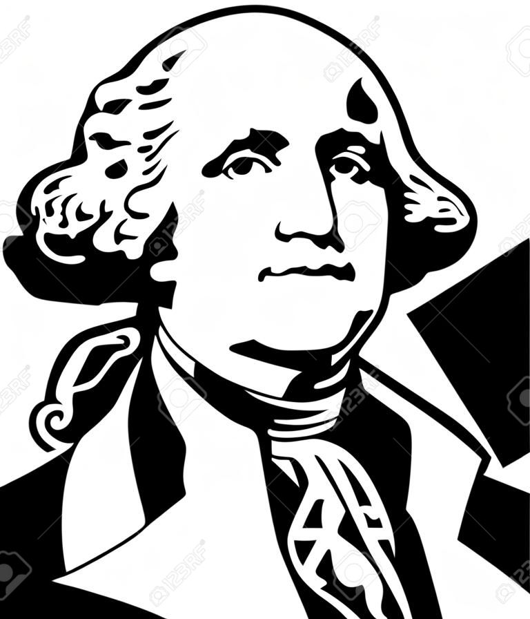 ジョージ ・ ワシントンの黒と白のベクトル イラスト
