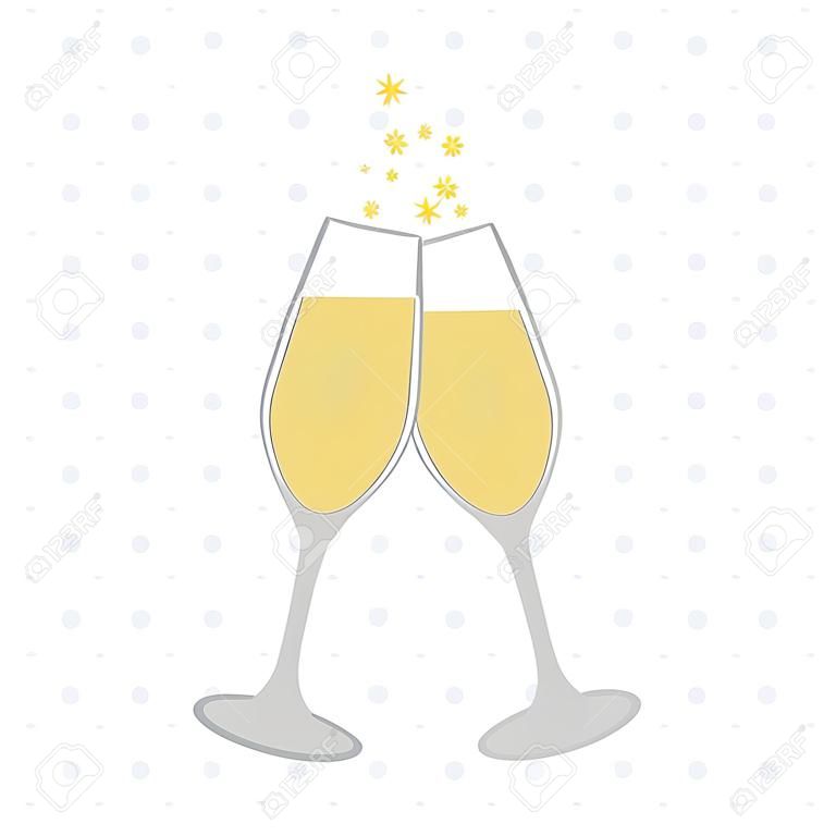 Twee champagne glazen. Proost. Viering. Vakantie toast Vector illustratie