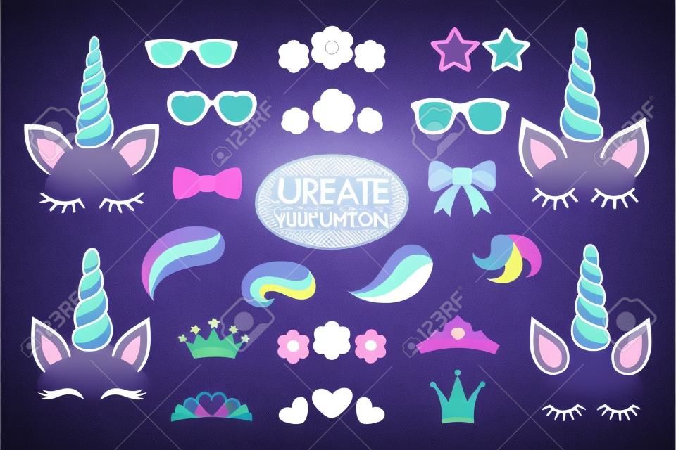 Create your own unicorn  big vector collection.