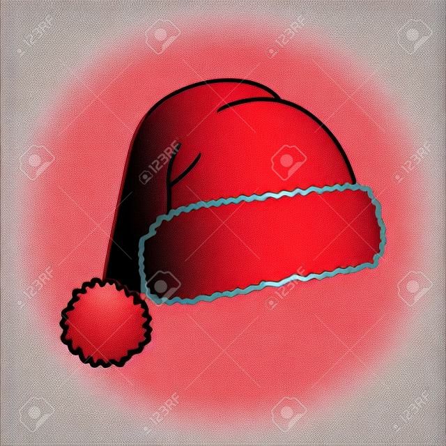 Santa hat - vector icon. Christmas hat. Red cap. Vector illustration isolated on white background.