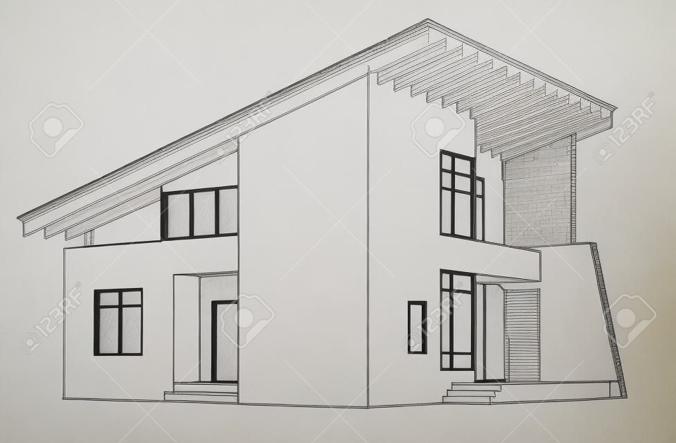 architectural drawing at home in the perspective