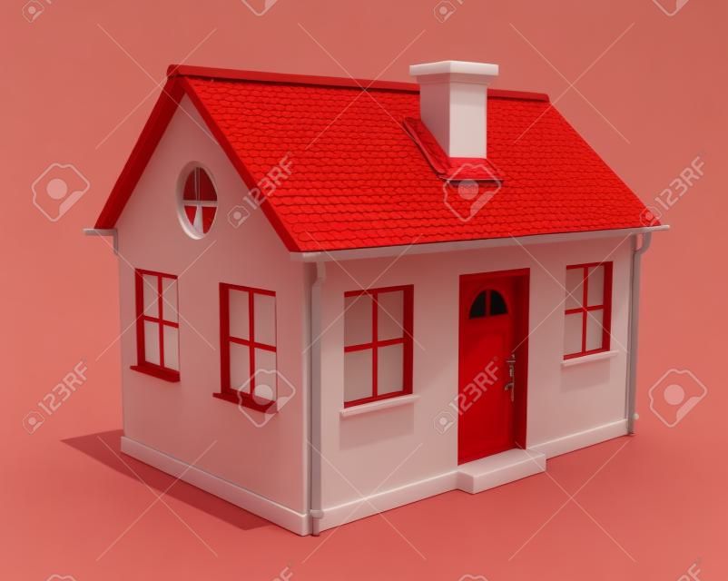 Pequeña casa con techo rojo