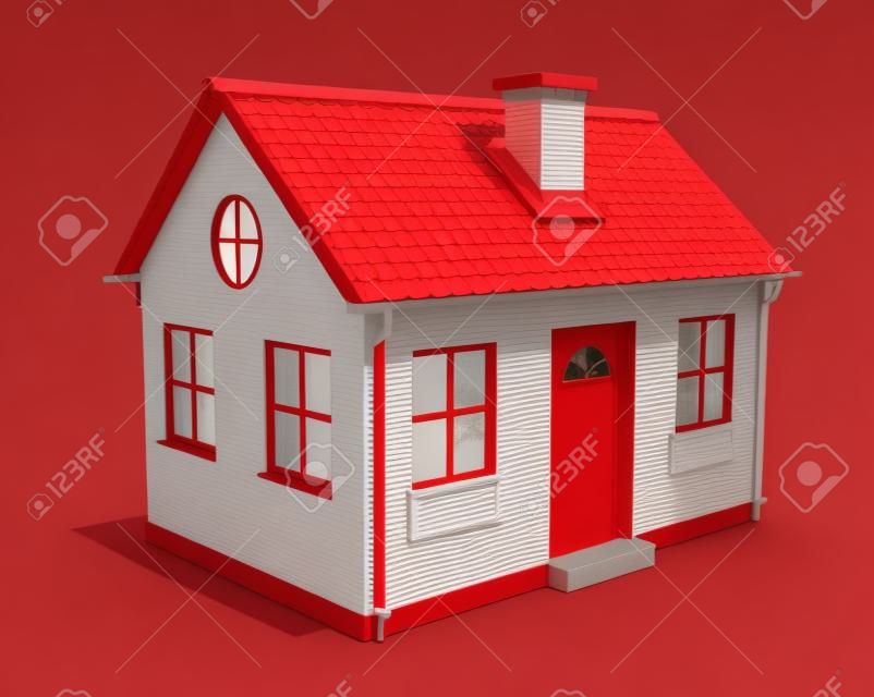 Pequeña casa con techo rojo