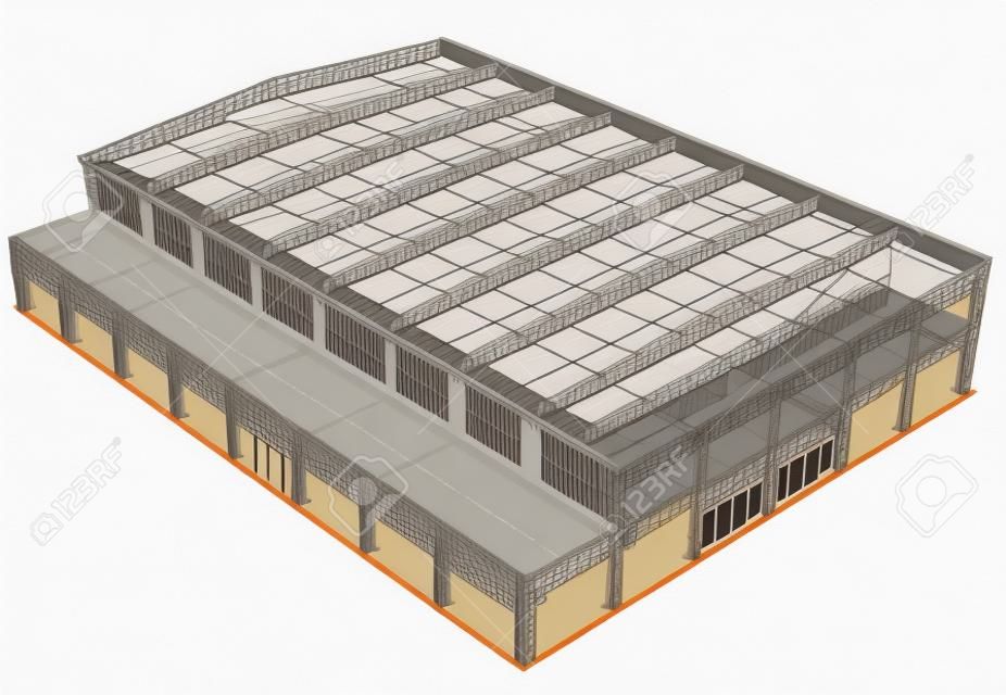 Warehouse sketch on white background. Vector illustration.
