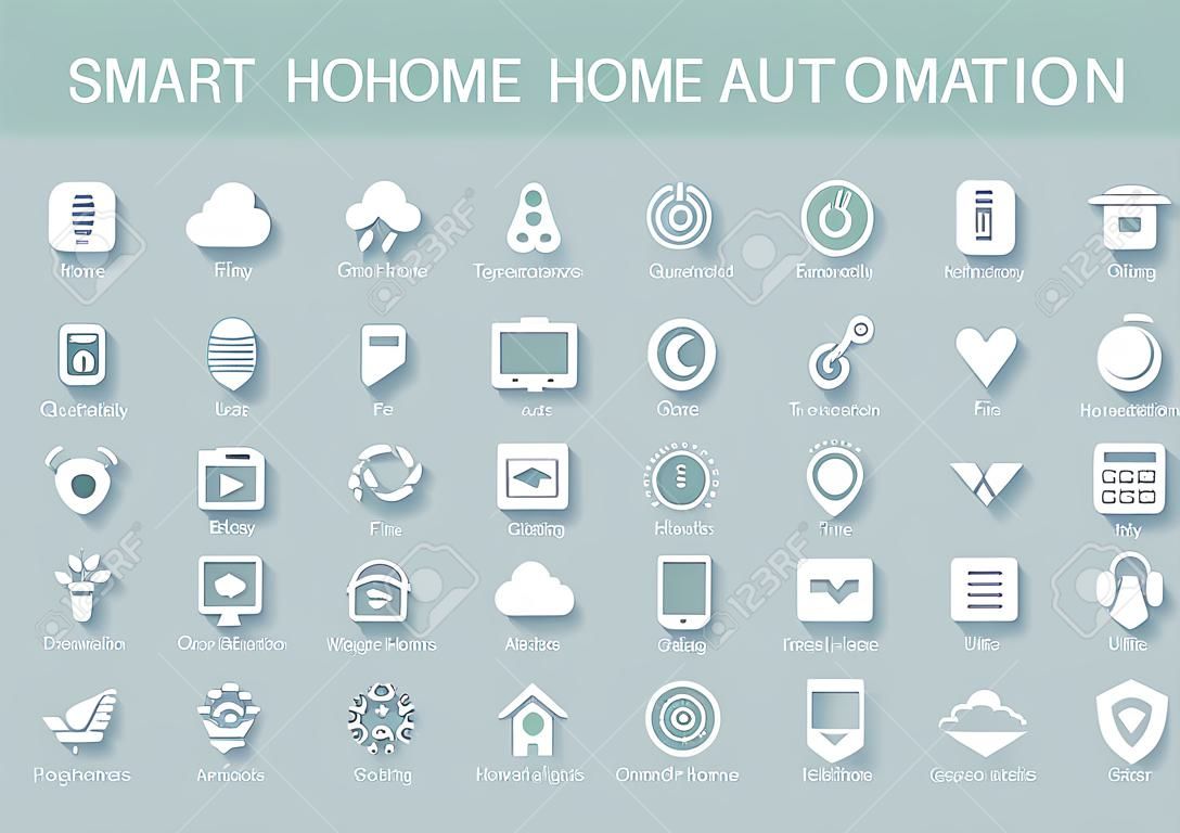 Vector icons for smart home automation.
