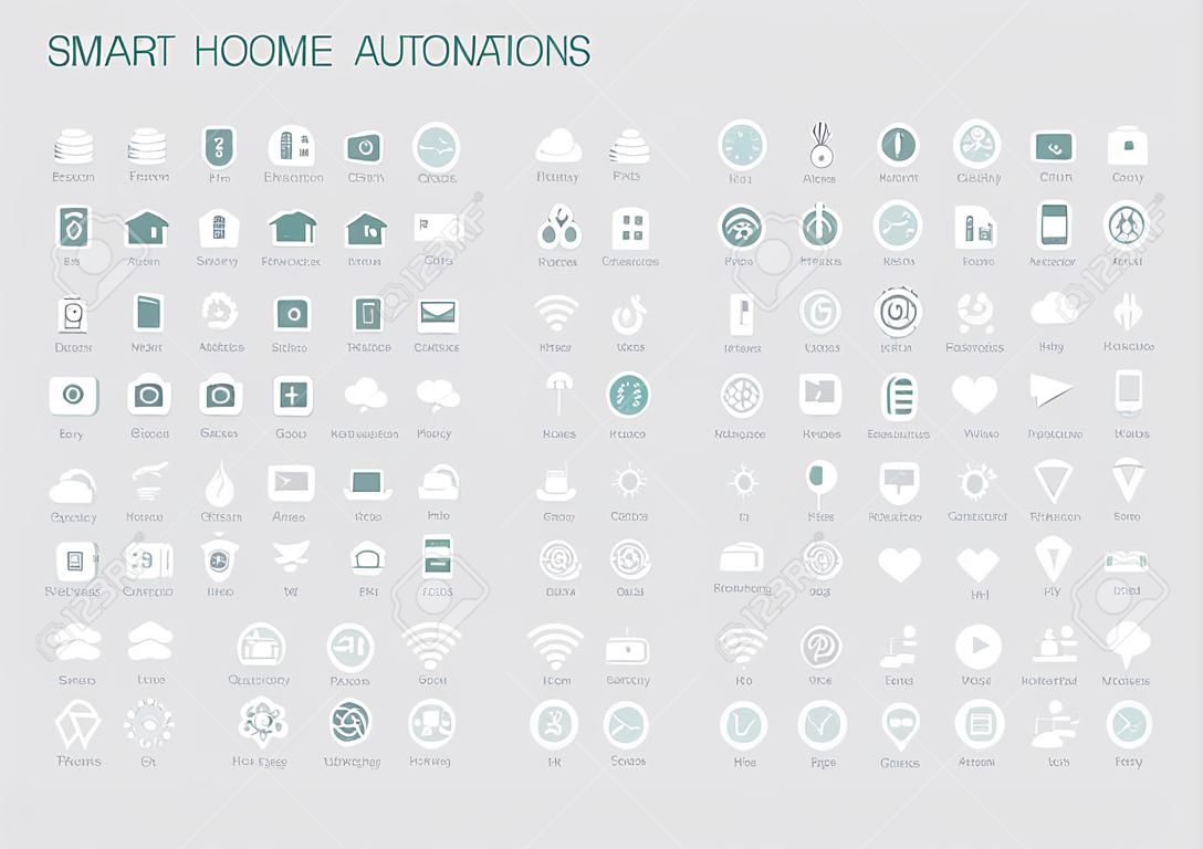 Iconos del vector para la automatización del hogar inteligente.