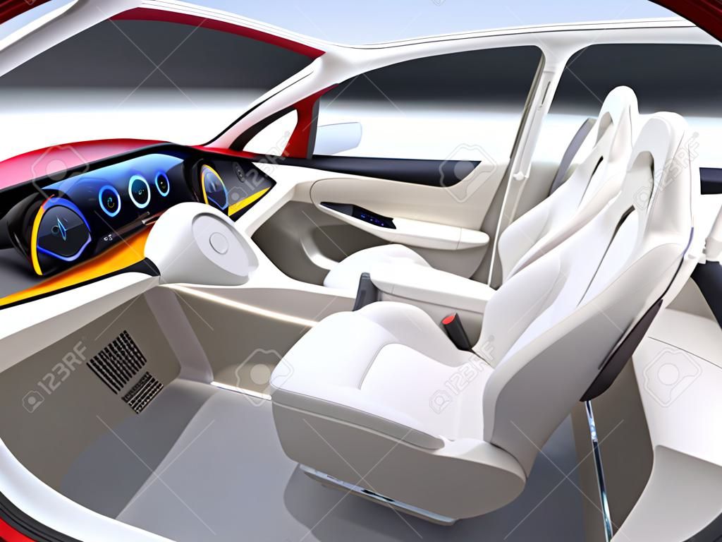 Autonomiczny koncepcja wnętrza samochodu. Obraz renderowania 3D.