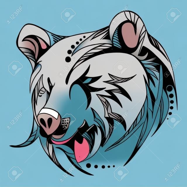 Vecteur de tatouage de tête d'ours