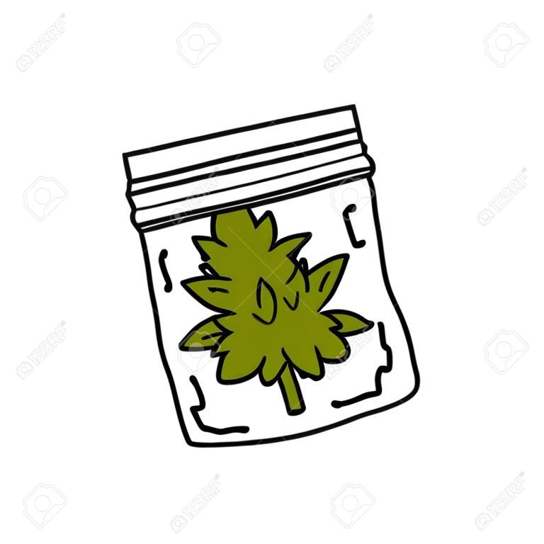 cannabis bud doodle icon, vector illustration