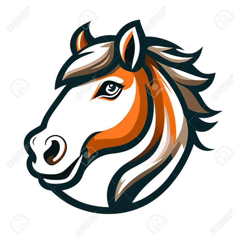 brave strong animal horse head face mascot design vector illustration, logo template isolated on white background