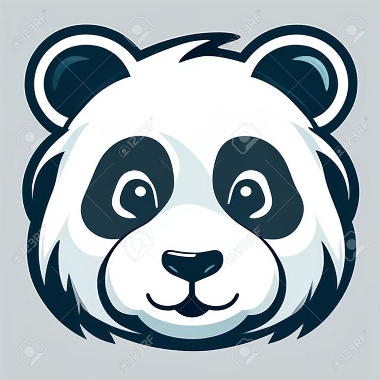 Cute adorable panda head face cartoon character vector illustration, funny Asian Chinese animal baby panda flat design mascot template isolated on white background