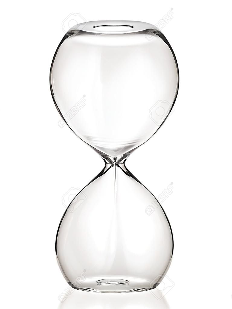 Empty hourglass isolated on white background