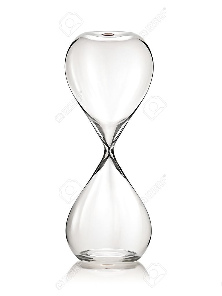 Empty hourglass isolated on white background