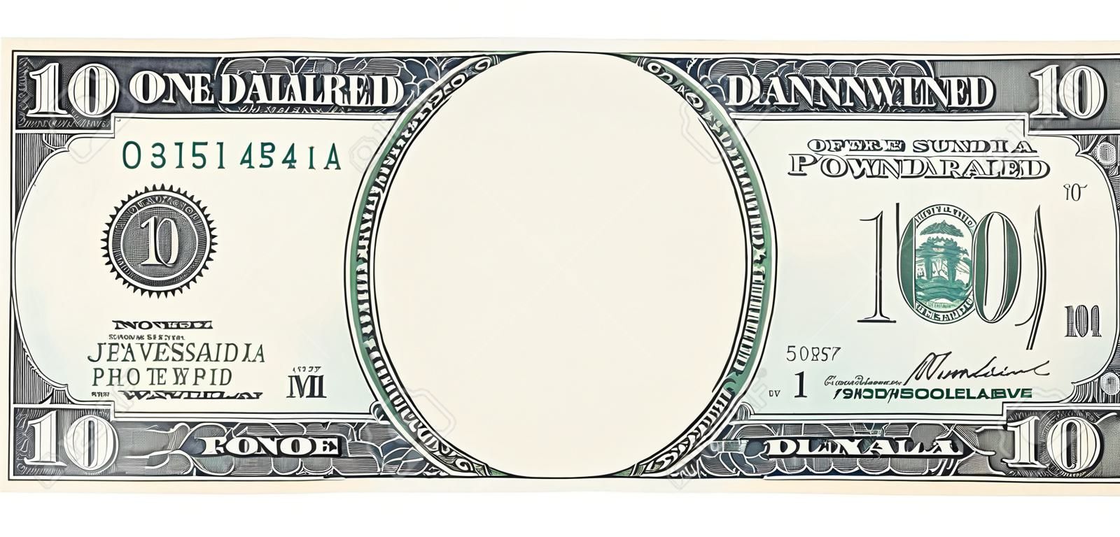 空白一張百元鈔票隔絕在白色